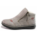 Сиви дамски боти, здрава еко-кожа - ежедневни обувки за есента и зимата N 100018918
