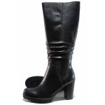 Черни анатомични дамски ботуши, естествена кожа - ежедневни обувки за есента и зимата N 100018931