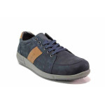 Сини анатомични мъжки обувки, естествен набук - ежедневни обувки за есента и зимата N 100018941