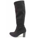 Черни дамски ботуши, качествен еко-велур - официални обувки за есента и зимата N 100018962