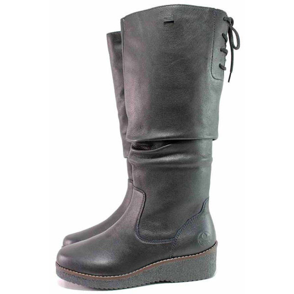 Черни анатомични дамски ботуши, естествена кожа - всекидневни обувки за есента и зимата N 100018965