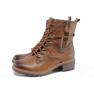 Кафяви дамски боти, естествена кожа - ежедневни обувки за есента и зимата N 100018978