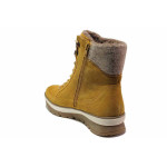 Жълти дамски боти, естествен велур - ежедневни обувки за есента и зимата N 100018980