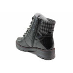 Черни анатомични дамски боти, лачена еко кожа - ежедневни обувки за есента и зимата N 100018982