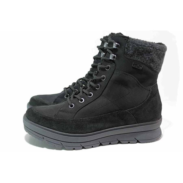Черни дамски боти, естествен велур - ежедневни обувки за есента и зимата N 100018981