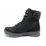 Черни дамски боти, естествен велур - ежедневни обувки за есента и зимата N 100018981