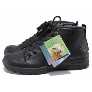 Черни дамски боти, естествена кожа - ежедневни обувки за есента и зимата N 100018983