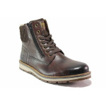 Кафяви мъжки боти, естествена кожа - ежедневни обувки за есента и зимата N 100018984