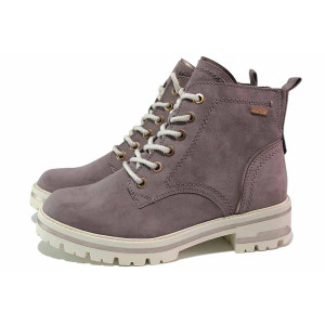 Розови дамски боти, качествен еко-велур - ежедневни обувки за есента и зимата N 100018985