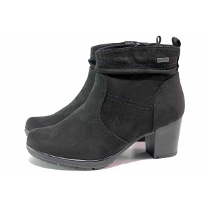 Черни анатомични дамски боти, качествен еко-велур - ежедневни обувки за есента и зимата N 100018986