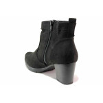 Черни анатомични дамски боти, качествен еко-велур - ежедневни обувки за есента и зимата N 100018986