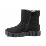 Черни анатомични дамски боти, качествен еко-велур - ежедневни обувки за есента и зимата N 100018987