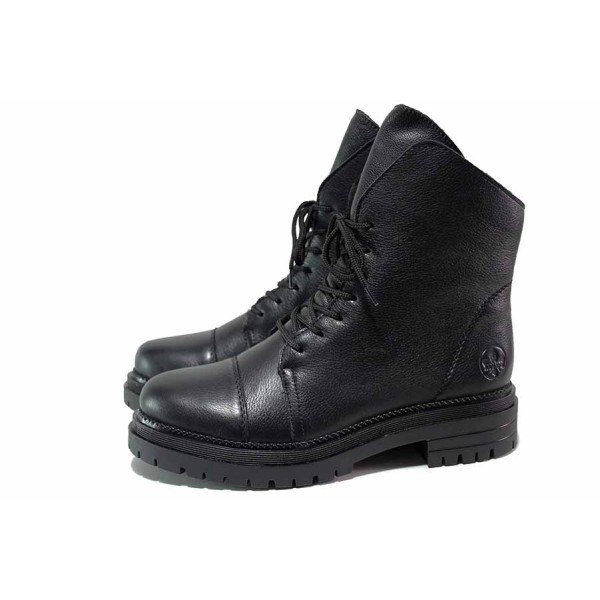 Черни дамски боти, естествена кожа - ежедневни обувки за есента и зимата N 100018990