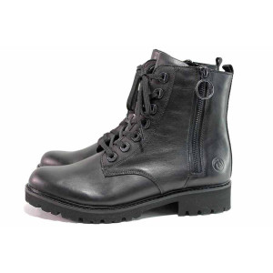 Черни дамски боти, естествена кожа - ежедневни обувки за есента и зимата N 100019014