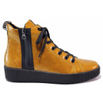 Жълти дамски боти, здрава еко-кожа - ежедневни обувки за есента и зимата N 100019013