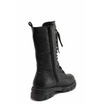 Черни дамски ботуши, естествена кожа - всекидневни обувки за есента и зимата N 100019018