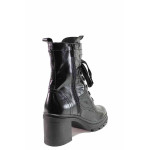 Черни дамски боти, лачена естествена кожа - ежедневни обувки за есента и зимата N 100019040
