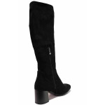 Черни дамски ботуши, текстилна материя - ежедневни обувки за есента и зимата N 100019041