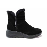 Черни дамски боти, естествен велур - ежедневни обувки за есента и зимата N 100019043