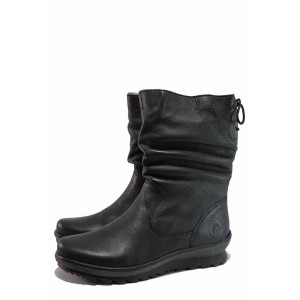 Черни анатомични дамски боти, естествена кожа - всекидневни обувки за есента и зимата N 100019050