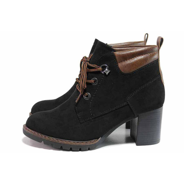 Черни дамски боти, качествен еко-велур - ежедневни обувки за есента и зимата N 100019058