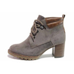 Сиви дамски боти, качествен еко-велур - ежедневни обувки за есента и зимата N 100019057