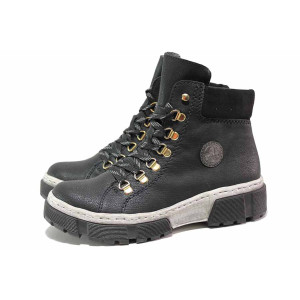 Черни дамски боти, здрава еко-кожа - ежедневни обувки за есента и зимата N 100019069