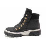 Черни дамски боти, здрава еко-кожа - ежедневни обувки за есента и зимата N 100019069
