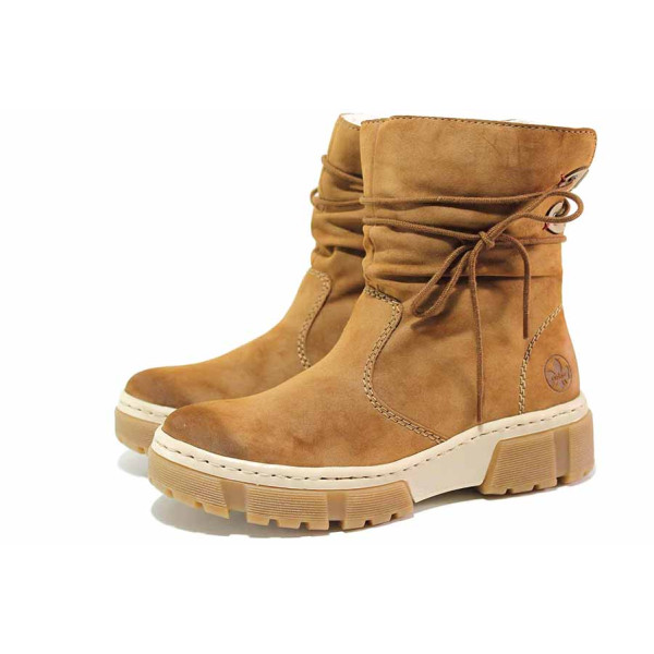 Кафяви дамски боти, здрава еко-кожа - всекидневни обувки за есента и зимата N 100019070