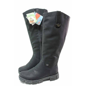 Черни анатомични дамски ботуши, здрава еко-кожа - ежедневни обувки за есента и зимата N 100019071