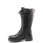 Черни дамски ботуши, естествена кожа - ежедневни обувки за есента и зимата N 100019087