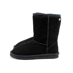 Черни анатомични дамски боти, естествен велур - ежедневни обувки за есента и зимата N 100019096