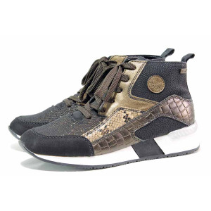 Черни дамски боти, здрава еко-кожа - ежедневни обувки за есента и зимата N 100019094