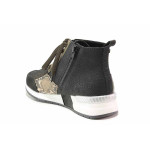 Черни дамски боти, здрава еко-кожа - ежедневни обувки за есента и зимата N 100019094