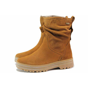 Кафяви дамски боти, естествен велур - ежедневни обувки за есента и зимата N 100019111