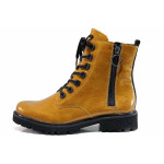 Жълти анатомични дамски боти, лачена еко кожа - всекидневни обувки за есента и зимата N 100019112