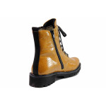 Жълти анатомични дамски боти, лачена еко кожа - всекидневни обувки за есента и зимата N 100019112