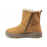 Кафяви анатомични дамски боти, качествен еко-велур - всекидневни обувки за есента и зимата N 100019113