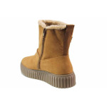 Кафяви анатомични дамски боти, качествен еко-велур - всекидневни обувки за есента и зимата N 100019113