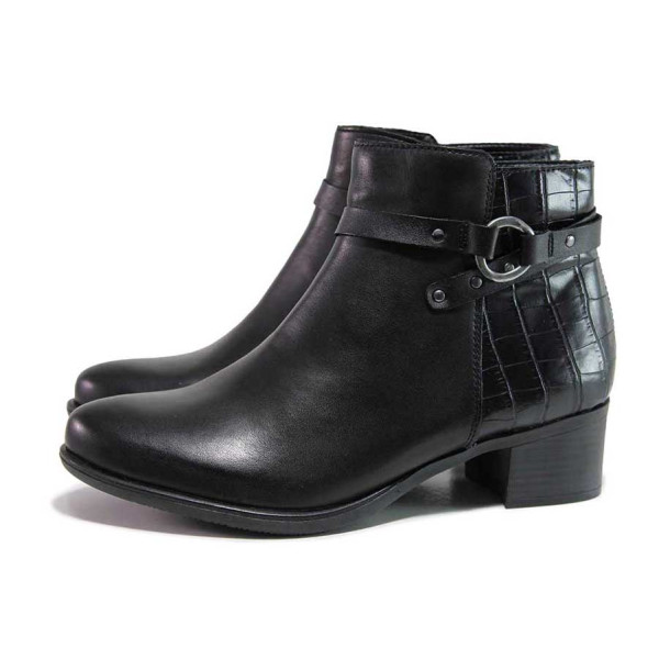 Черни дамски боти, естествена кожа - ежедневни обувки за есента и зимата N 100019142