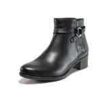 Черни дамски боти, естествена кожа - ежедневни обувки за есента и зимата N 100019142
