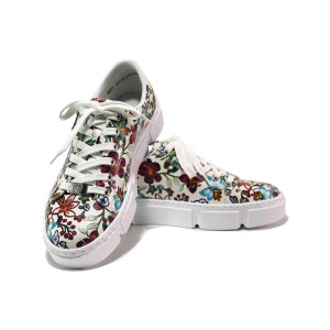 Бели спортни дамски обувки, здрава еко-кожа - спортни кецове за целогодишно ползване N 100019148