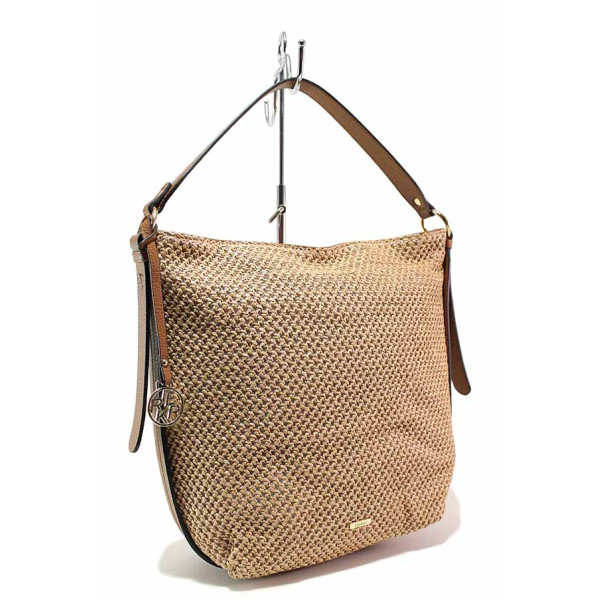 Бежова дамска чанта, здрава еко-кожа - удобство и стил за лятото N 100019797