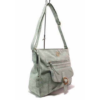 Зелена дамска чанта, здрава еко-кожа - спортен стил за лятото N 100019798
