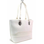 Бяла дамска чанта, здрава еко-кожа - удобство и стил за вашето ежедневие N 100019972