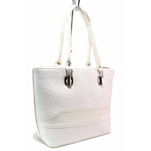 Бяла дамска чанта, здрава еко-кожа - удобство и стил за вашето ежедневие N 100019972