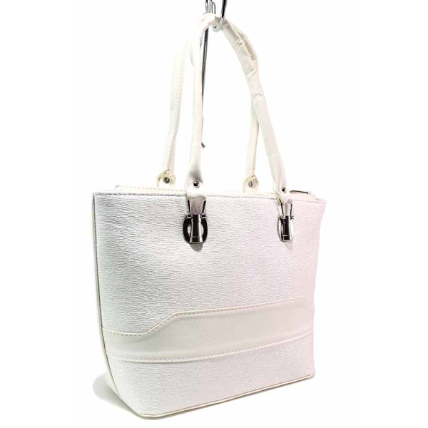 Бяла дамска чанта, здрава еко-кожа - удобство и стил за вашето ежедневие N 100019972