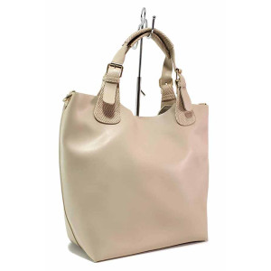 Бежова дамска чанта, здрава еко-кожа - удобство и стил за вашето ежедневие N 100019976