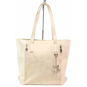 Бежова дамска чанта, здрава еко-кожа - удобство и стил за вашето ежедневие N 100019978