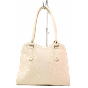 Бежова дамска чанта, здрава еко-кожа - удобство и стил за вашето ежедневие N 100019980